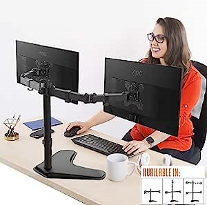 Stand Steady Freestanding 2 Monitor Mount Desk Stand | Height Adjustable Double Monitor Stand with Full Articulation VESA Mounts | Fits Most LCD/LED Monitors 13-32 Inches (2 Arm Freestanding)