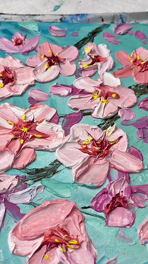 My favourite mediums for creating thick juicy texture for Impasto style palette knife painting: Golden Heavy Gel, Extra Heavy Gel and Liquitex modelling Paste! Mix it at a ratio of 25% to 50% into your paint 🎨 #impasto #impadtopainting #liquitex #cherryblossom #sakura #paletteknifepainting #paletteknifepainting #acrylicpainting #keepitcolourful #jesserobertson #texture #texturedpainting | Jesse Robertson & Keep It Colourful