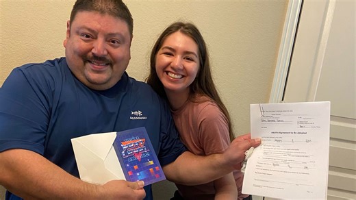 Stepdad Can't Hold Back Tears When Stepdaughter Surprises Him With Adult Adoption Papers | Happily TV