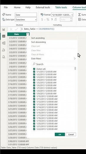 Add Date Table with DAX in Power BI #powerbi #DAX