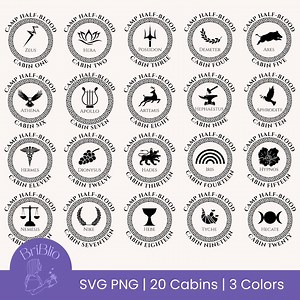 Camp Half Blood Cabins Logo SVG PNG Bundle, Percy Jackson Olympian Shirt Long Island Gift for Bookish Lover Demigods - Etsy