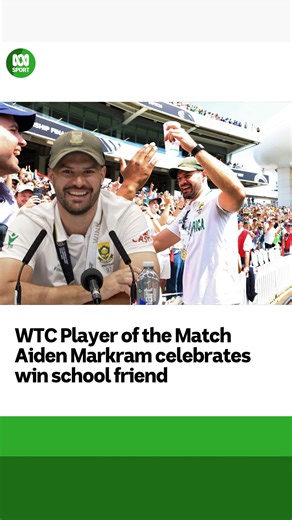 South African opener Aiden Markram didn’t need too much convincing from an old school friend to join the early celebrations after his Player of the Match performance at the World Test Championship. | ABC Sport
