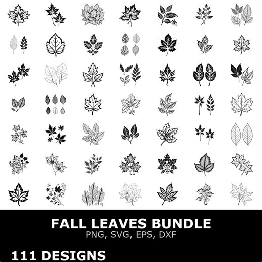 Fall Leaves Digital Clipart Bundle Svg Png Eps Dxf for Cricut Cutting Files Autumn Graphics - Etsy