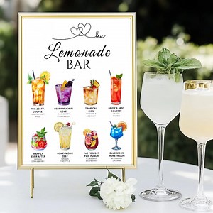 Editable Wedding Lemonade Bar Menu, Wedding Lemonade Stand Lemonade Bar Sign Wedding Open Bar Sign Lemonade Bar Menu Bridal Shower Bar Sign - Etsy