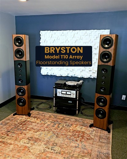 🎺 Bryston Model T10 Array Floorstanding Speakers 🎺 #FreshArrivals "I’ve never heard a pair of speakers as large as Bryston’s new Model T10s in my listening room, and the experience was revelatory. These enormous towers delivered the most abundant yet evenly balanced bass I’ve ever heard in my room, and along with their effortless dynamics, grand sense of scale, and high level of resolution, they achieved an extraordinary level of performance." - Philip Beaudette, SoundStage! #bryston #floorsta