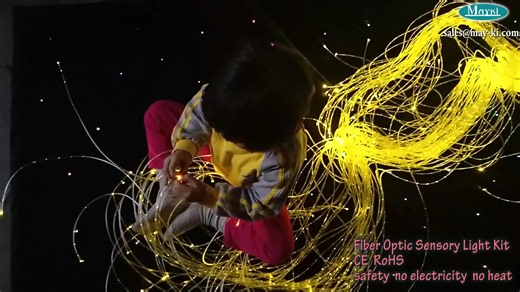 Sensory Room Led Fiber Optic Lighting Side Glow Colorful Sparkle Fiber Optic Bundle with Sofa Padded Seat for Autism Kids Toys