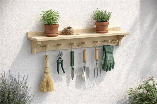 DIY Garden Tool Rack Plans | Wooden Wall Mount (PDF Download) - Etsy UK
