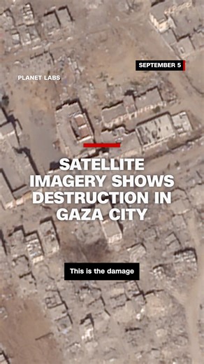 Satellite imagery shows more than 1,800 buildings in and around Gaza City have been destroyed or damaged since Israel announced plans to take over the city, CNN analysis finds. The demolitions — largely of homes and tent camps — have forced displaced Palestinians to flee again, with little space left for makeshift shelters as a full Israeli invasion looms, reports CNN's Jeremy Diamond. https://cnn.it/461KBHP | CNN International
