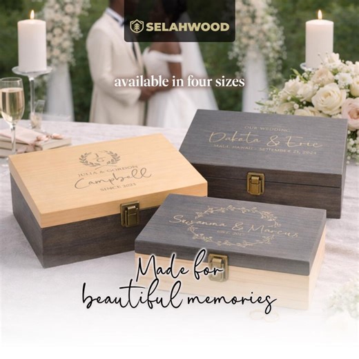 Personalized Wedding, Anniversary Keepsake Box, Engraved Wooden Memory Chest, Custom Couple Gift, Vow Renewal - Etsy