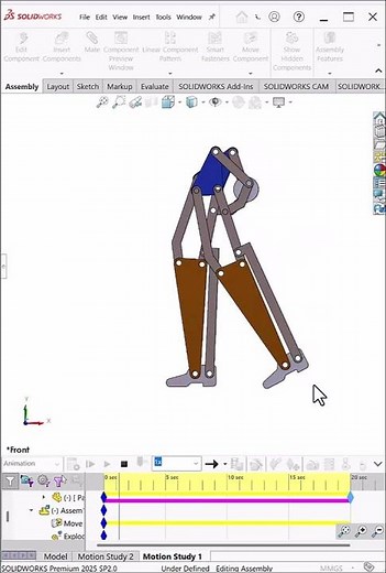 Walking Leg Mechanism in SolidWorks 🤖 (Motion Study)