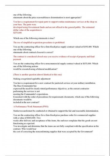 CON 2370 SIMPLIFIED ACQUISITION PROCEDURES CONSOLIDATED EXAMS ACCURATE REAL EXAM QUESTIONS AND ANSWE