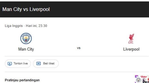 Tonton SCTV Live Streaming Bola Manchester City vs Liverpool-Link Siaran Langsung SCTV Hari Ini 2025 - Tribunkaltim.co
