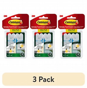 (3 pack) Command Indoor and Outdoor Light Clips, Clear, Hang Lights, 24 Clips and 28 Strips, Holiday Decorations
