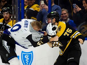 WATCH: Connor Clifton absolutely DEMOLISHES Corey Perry in Bruins vs Lightning game