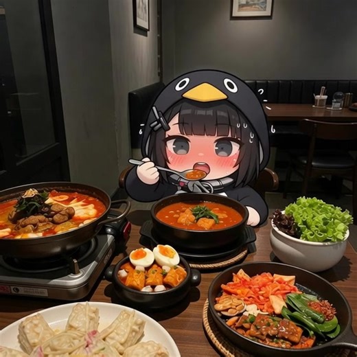 mukbang time 🥰 #pinguin #gugugaga #aichibi #fyp