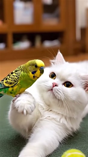 Cat and Bird Best Friends - Unexpected Animal Friendship!