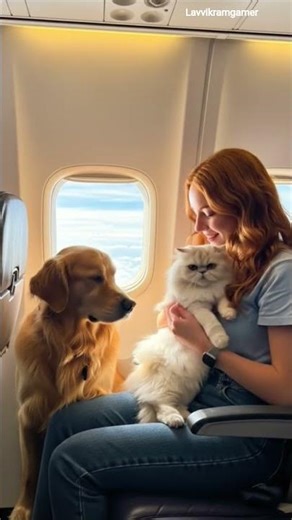 cat and dog in aeroplane#DreamScreenAI#shortvideo #shortsfeed #cat #dog #animals #viralshorts #ai