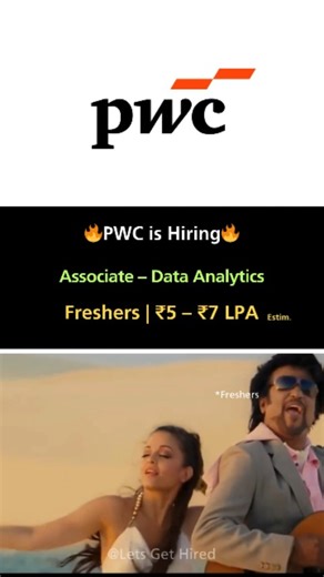 Lets Get Hired on Instagram: "One line can change everything: Associate – Data Analytics @ PwC 💼✨ 💼 PwC — Hiring Data Analytics Associates 📩 Comment “PWC DATA” for apply link + complete JD 🔗 Link in bio to apply instantly This is not just a job. It’s a career signal. 👉 Follow for daily high-value corporate roles. #jobsinindia #itcareers #freshershiring"