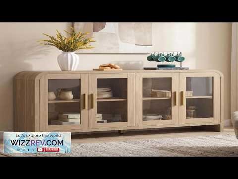 Sideboard Buffet Cabinet Unique Curved Large Credenza Storage Cabinet with 4 Glass