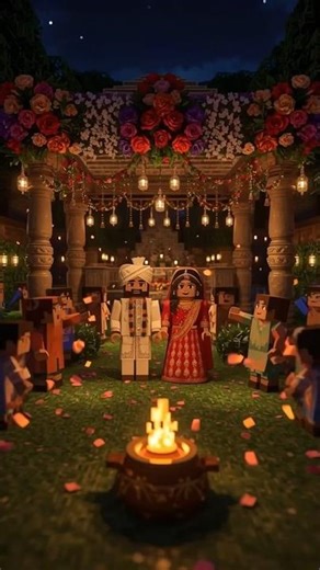 Minecraft Indian Wedding 💍🎉 | Blocky Bride & Groom Celebration #minecraft #shorts #wedding #viral