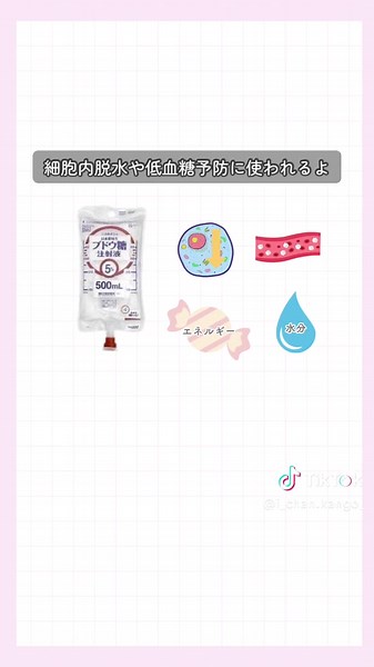 まとめた資料が欲しい人はインスタ来てね💌 輸液の違い🍹 医師は細胞外液と内液どちらに アプローチするか考えて輸液を選んでいるよ☝️ これを知ってるとなぜこの輸液を使うのか 根拠がわかるようになるね！ _______________________________ 外科ナースのいーちゃんです👩‍⚕️ 忙しい病棟看護師さん💉 毎日バタバタで、 わからないことがあっても調べる余裕なし…💦 仕事終わりはクタクタで、 勉強する気力もない…😣 でも、大丈夫！✨ ここを1日1分見るだけで、仕事の自信UP⤴️ スキマ時間にサクッと学んで、 休日はしっかり遊ぼう🏖️📚 ※本投稿に関する損失や損害については責任が負えません。また全てを解説してるわけではありません。