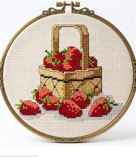 Strawberry - Cross Stitch Pattern, Floral Embroidery DIY (PDF Pattern, 70x61 Stitches) - Etsy