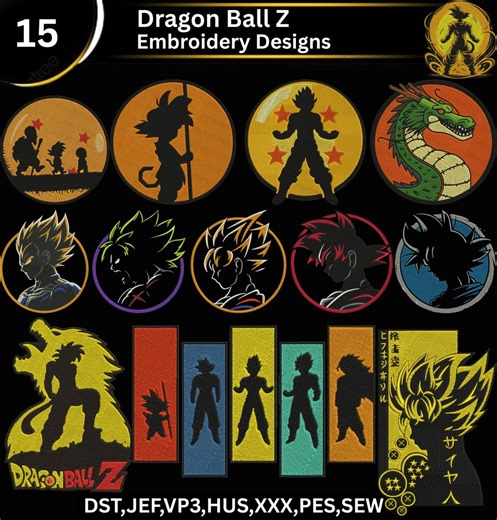 Premium Anime Embroidery Design, Bundle, Anime Inspired Embroidery, Premium Anime-inspired Goku,machine Embroidery Design,anime Logo. - Etsy