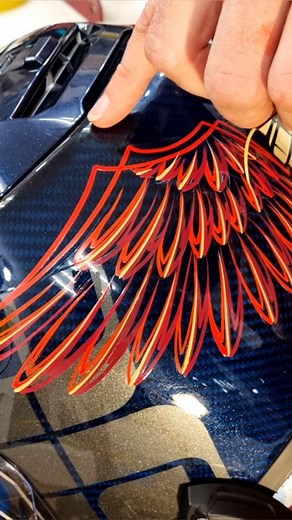 Addings for bike's and rider's heads #pinstriping #goldleaf #calligraphy #wings #brush #freehand #kustom #hotrod #moto #bike #helmet | Alexander Timchenko