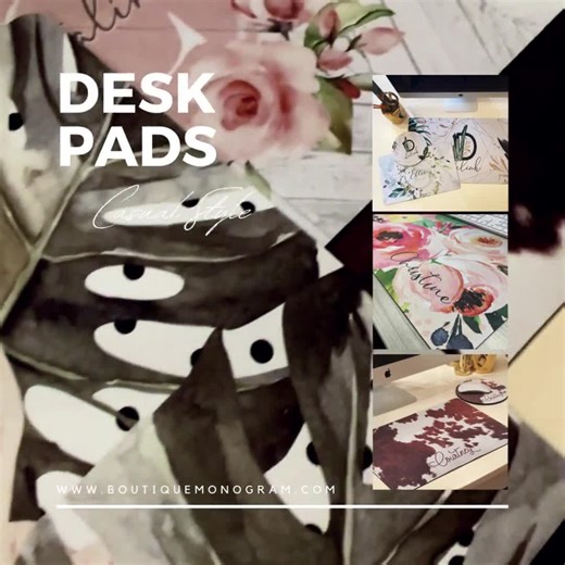 Fancy Rose Pattern Desk Pad, Personalized Cushion Pad, Monogram Desk Blotter Mat, Large Mouse Pad, Makeup Mat Pad, Love Ribbons, Pink, Blue - Etsy