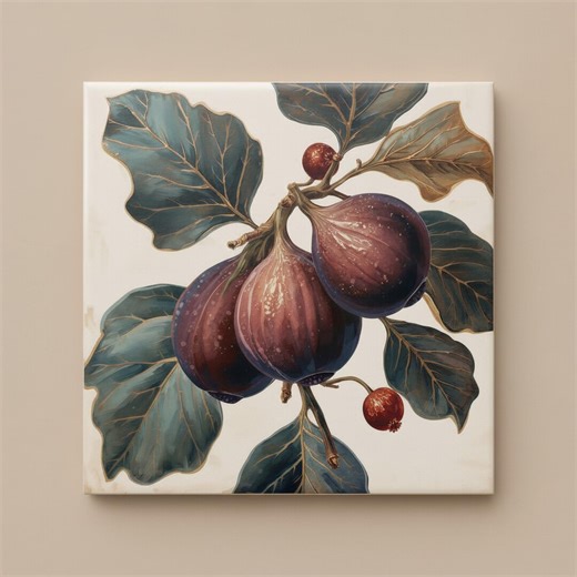 Mediterranean Fig Tile • Tuscan Kitchen Decor • Italian Ceramic Trivet • Fruit Art Tile • Rustic Backsplash Accent • Original Art - Etsy