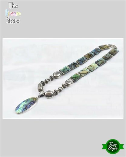 Artisan Handmade Studio Sterling Abalone Shell Pendant Necklace 15 in