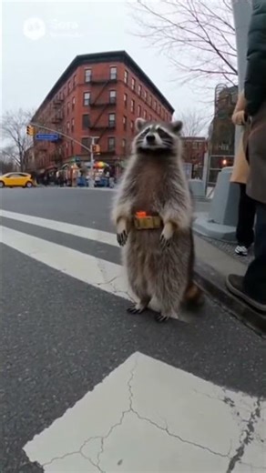 When a raccoon follows traffic rules better than humans.”#aicreator #ai #raccoon #animals