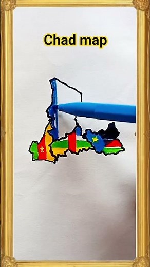 Draw Flag Map of Chad 🇹🇩 #chad #africa #flag #map #drawing