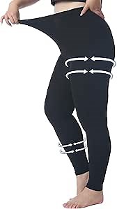 Plus Size 4XL Medical Compression Pantyhose for Women & Men, 20-30 mmHg Graduated Compression Leggings, Opaque Footless Waist High Compression Stockings for Edema, Varicose Veins, Flight, DVT, Black