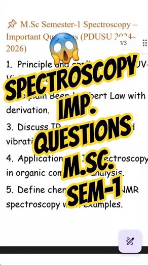 😱M.Sc. Sem-1 spectroscopy Imp.question (2026)#exam #msc #shorts#chemistryshorts
