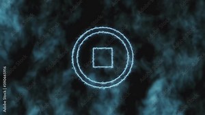 Stop motion. The blue stop button icon gradually increases and changes color to red. 4K 60 fps video