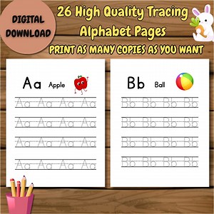 Alphabet Tracing Sheets: Fun Letter Practice for Kids (PDF Download) - Etsy Canada