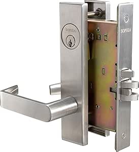 SOPHIA Commercial Heavy Duty Mortise Lockset Door Lever Lock Non-Handed Grade 1 Door Handle - Escutcheon Plate Keyed Lever Lockset, ADA, US32D Satin Chrome Finish for Storeroom Door