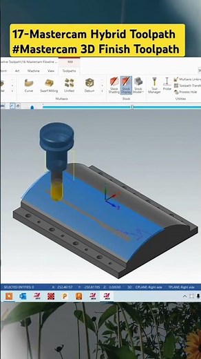 17- Mastercam Hybrid Toolpath#Mastercam 3D Finish Toolpath #viralvideo #shortvideo #shorts #cncvmc