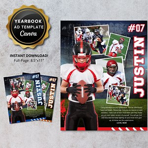 Football Senior Yearbook Ad Template: Custom Grad Tribute (digital CANVA Template) - Etsy