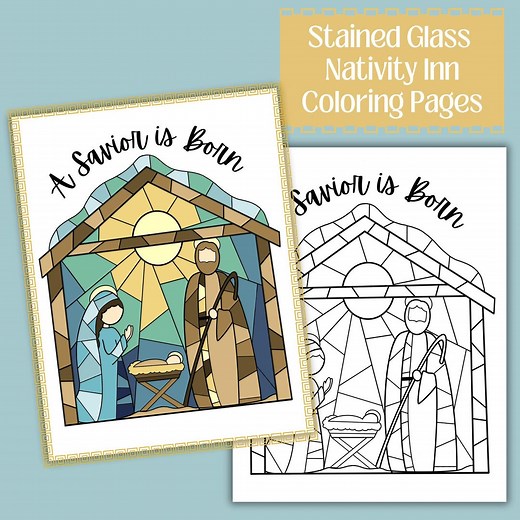 Stained Glass Nativity Coloring Pages: Religious Christmas Craft (PDF Pattern) - Etsy