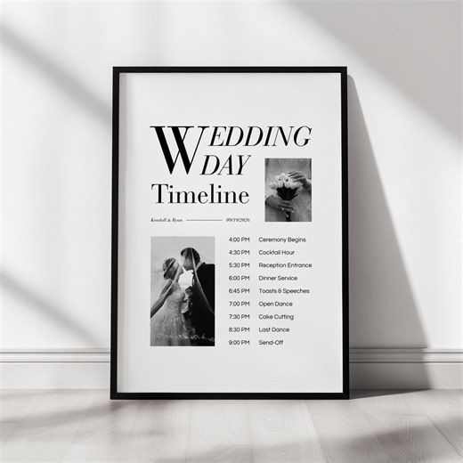 Editorial Wedding Order of Events Sign • Canva Template • Modern, Luxury, Elegant Wedding Day Timeline - Etsy
