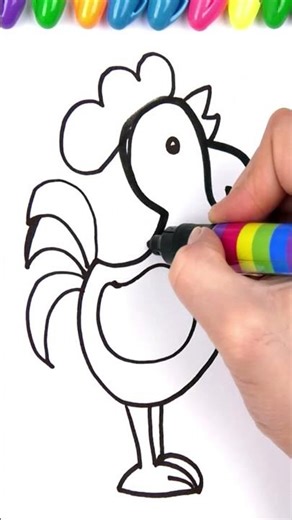 Animals - Rooster Drawing 🐓✏️ | Easy and Fun #kidsdrawing #drawing #art #forkids #learnart #shorts