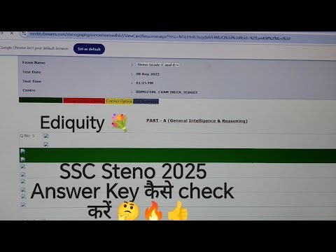SSC Stenographer 2025 Answer Key Out 🔥 How to check 🤔