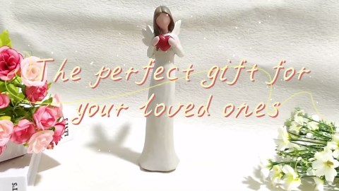 7.48" Angel Figurines for Women - Resin Guardian Angel Statue Holding Red Heart, Gift for Thanksgiving, Wedding, Christmas Home Decor Ornament, Memorial Gifts