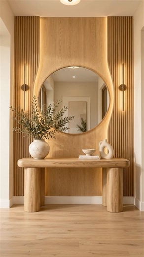 Turning an Empty Entryway Into a Warm Oak Statement Wall ✨