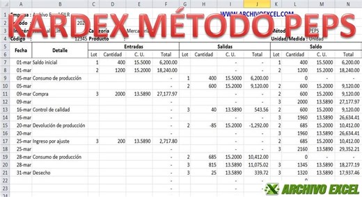 📥 KARDEX VALORIZADO - MÉTODO PEPS 📤 📌 Esta plantilla permitirá llevar el control de las entradas y salidas valorizadas de un determinado producto o artículo, con el método de valuación PEPS. - - - - - - - - - - - - - - - - - - - - - - - - - - - - - - 🛒 Revisar el siguiente link para ver la forma de obtener la plantilla: https://www.archivoexcel.com/producto/plantilla-de-kardex-valorizado-metodo-peps/ - - - - - - - - - - - - - - - - - - - - - - - - - - - - - - Visítanos:🌎 Web: https://www.ar