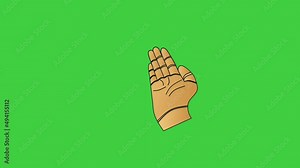 an animated video of two hands looking up as a symbol when praying on a green background