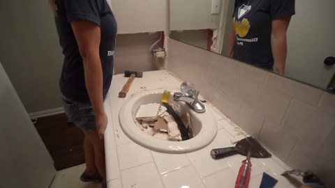 DIY Demo and Install for Bathroom Flooring