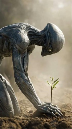 Alien planting saplings video #viral #ai #trending #alien